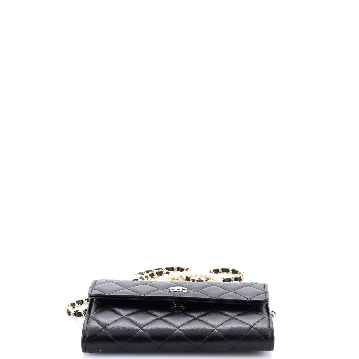 Pearl My Shoulder French Wallet on Chain Quilted Lambskin Mini - Deep Luxury