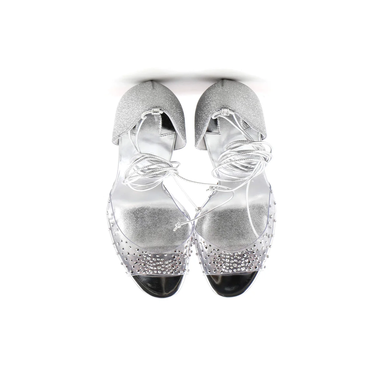 Women's Degratina Frou Heeled Sandals Glitter Leather with PVC 120 - Deep Luxury