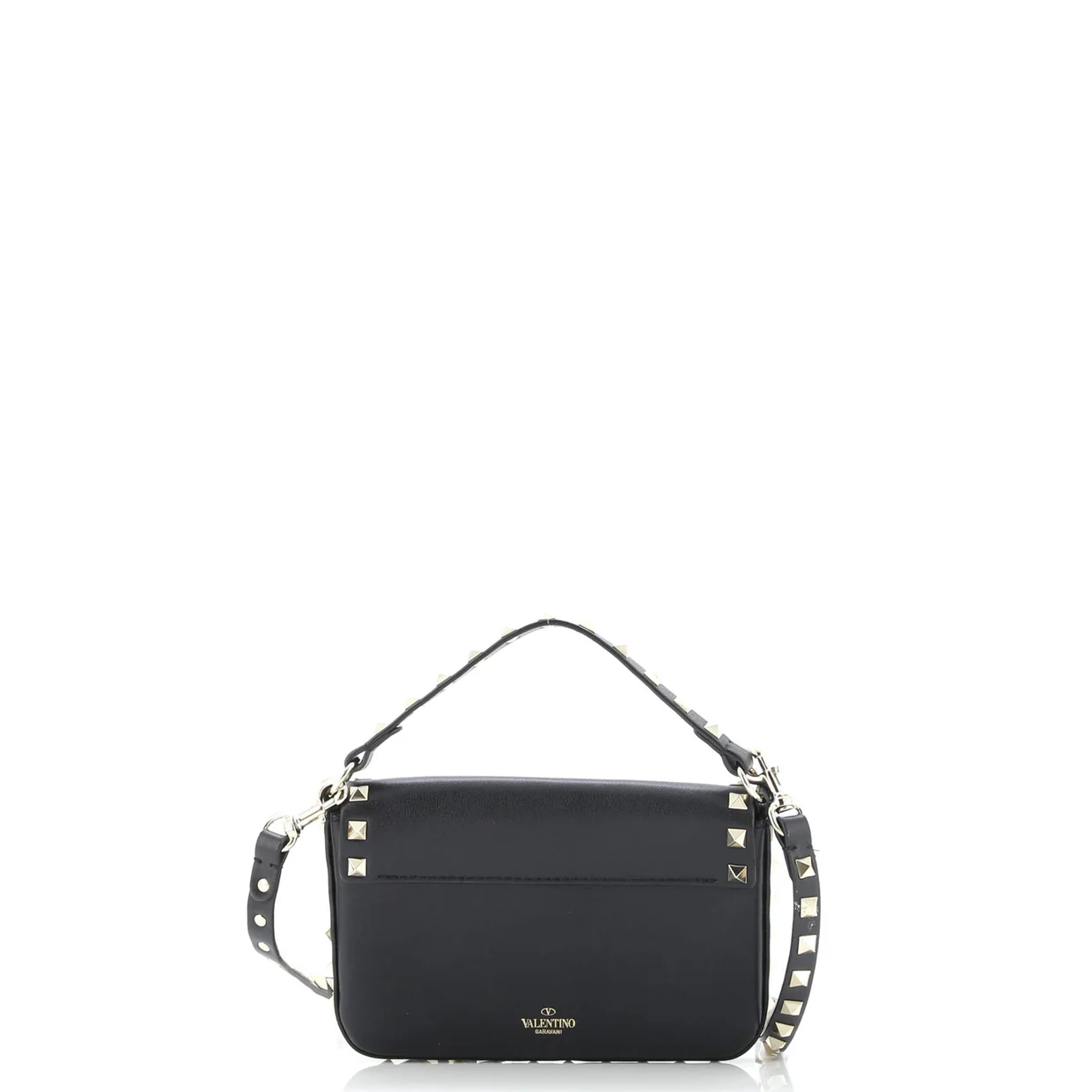 Rockstud Top Handle Crossbody Pouch Leather Mini - Deep Luxury