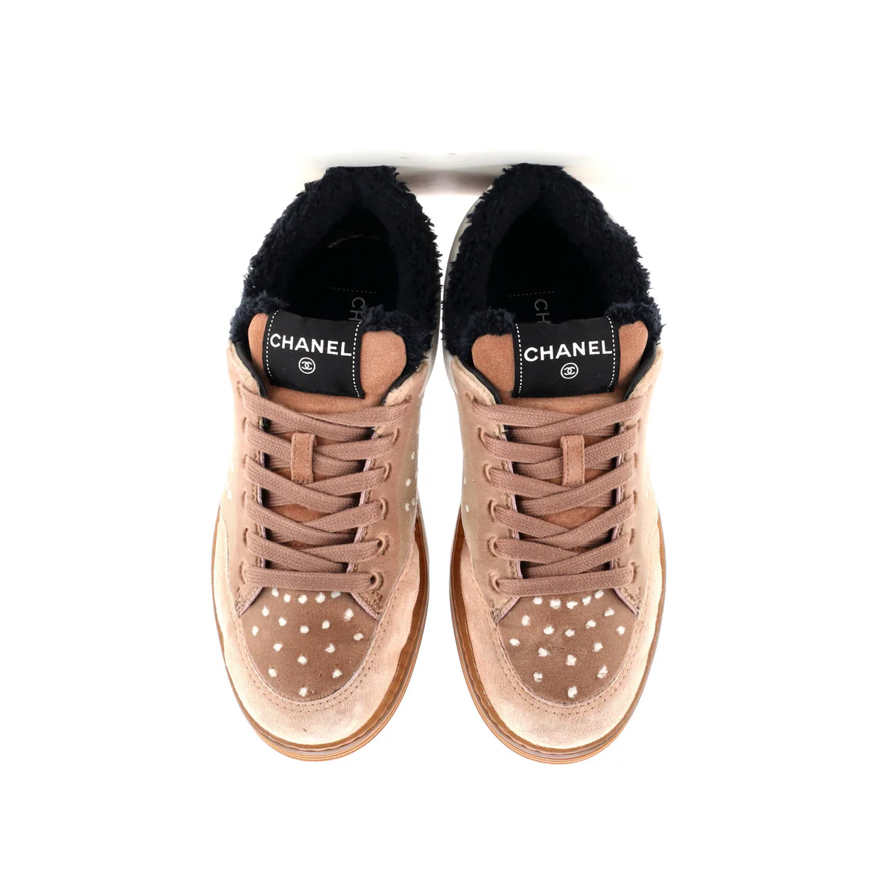 Women's Logo Low-Top Sneakers Suede and Shearling - Deep Luxury