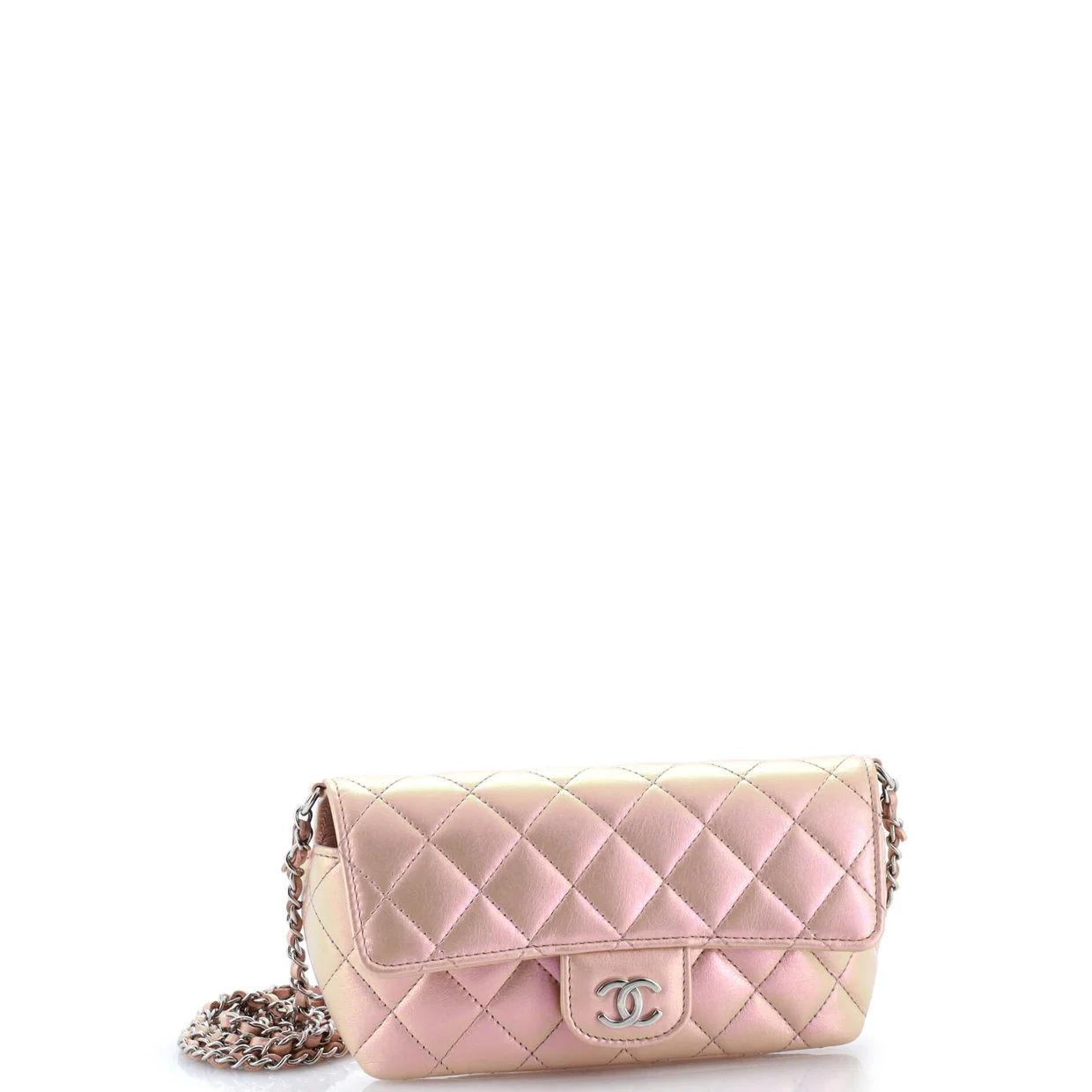 Classic Sunglasses Case with Chain Quilted Iridescent Lambskin - Deep Luxury