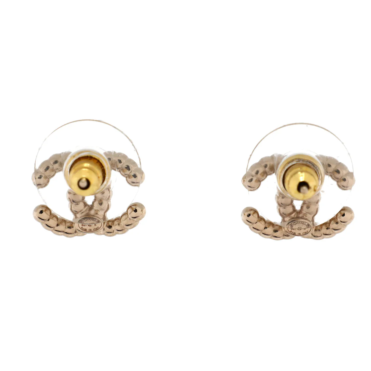 CC Stud Earrings Metal with Faux Pearls - Deep Luxury