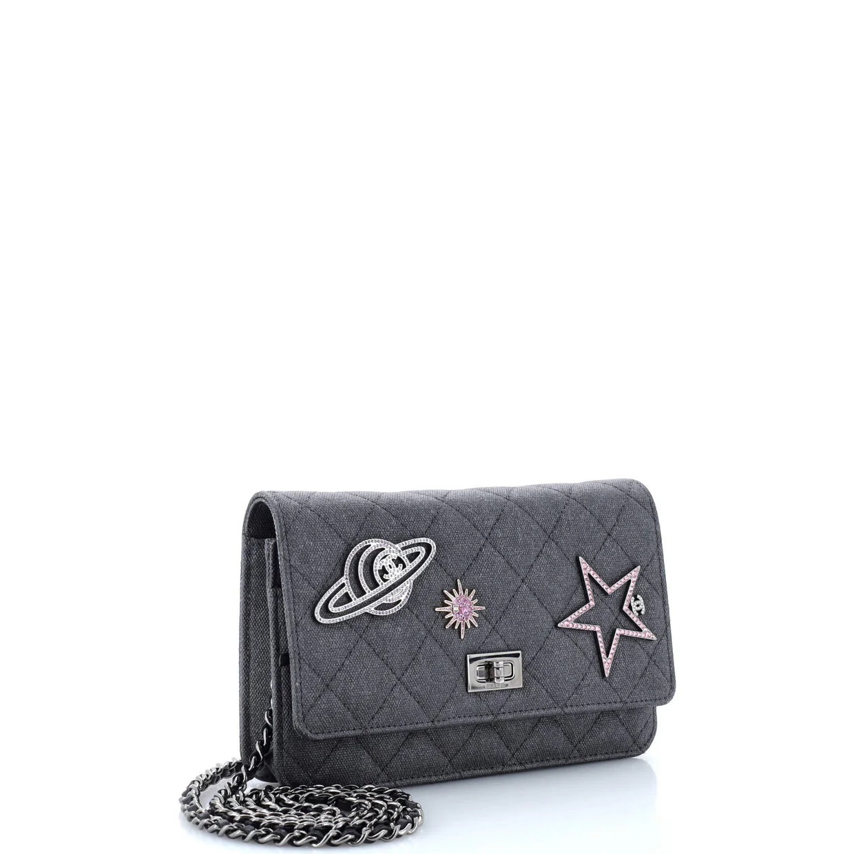 Space Charms Reissue 2.55 Wallet on Chain Quilted Canvas - Deep Luxury