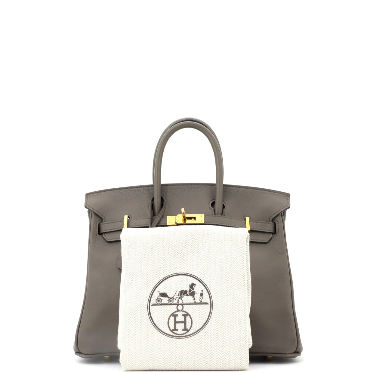 Birkin Handbag Grey Swift with Gold Hardware 25 - Deep Luxury
