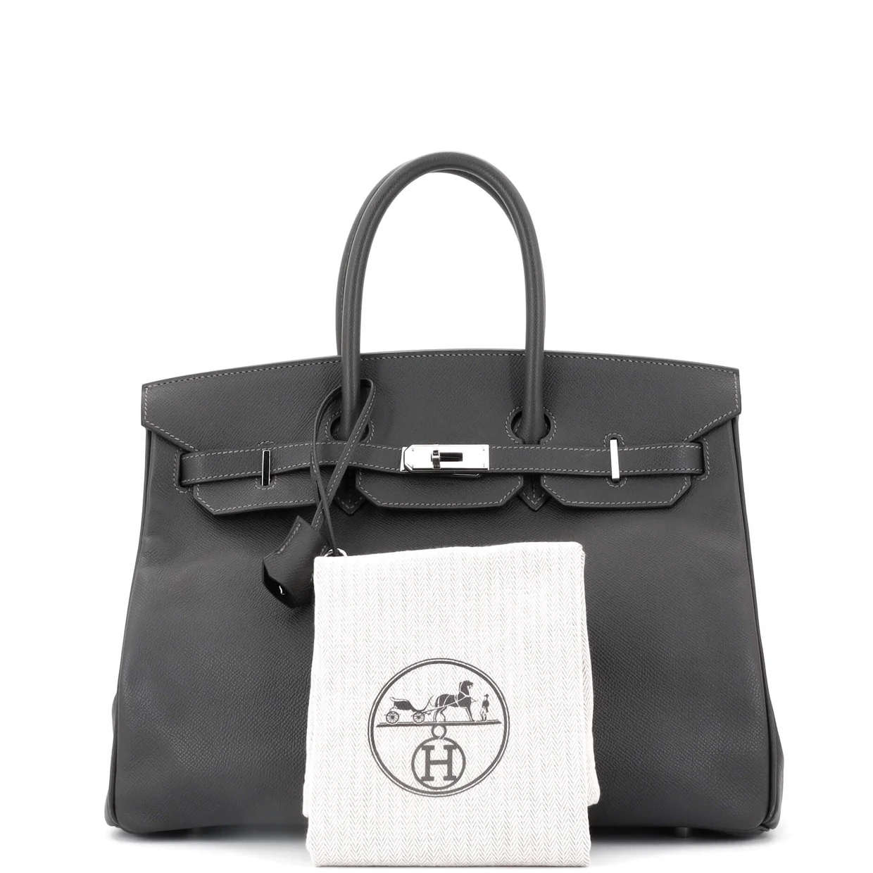 Birkin Handbag Grey Epsom with Palladium Hardware 35 - Deep Luxury