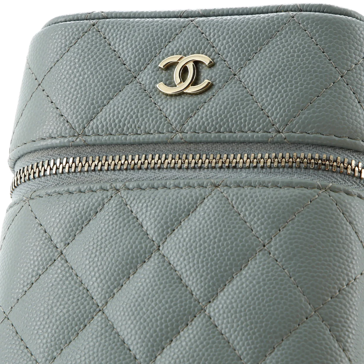 Classic Vanity Phone Holder with Chain Quilted Caviar - Deep Luxury