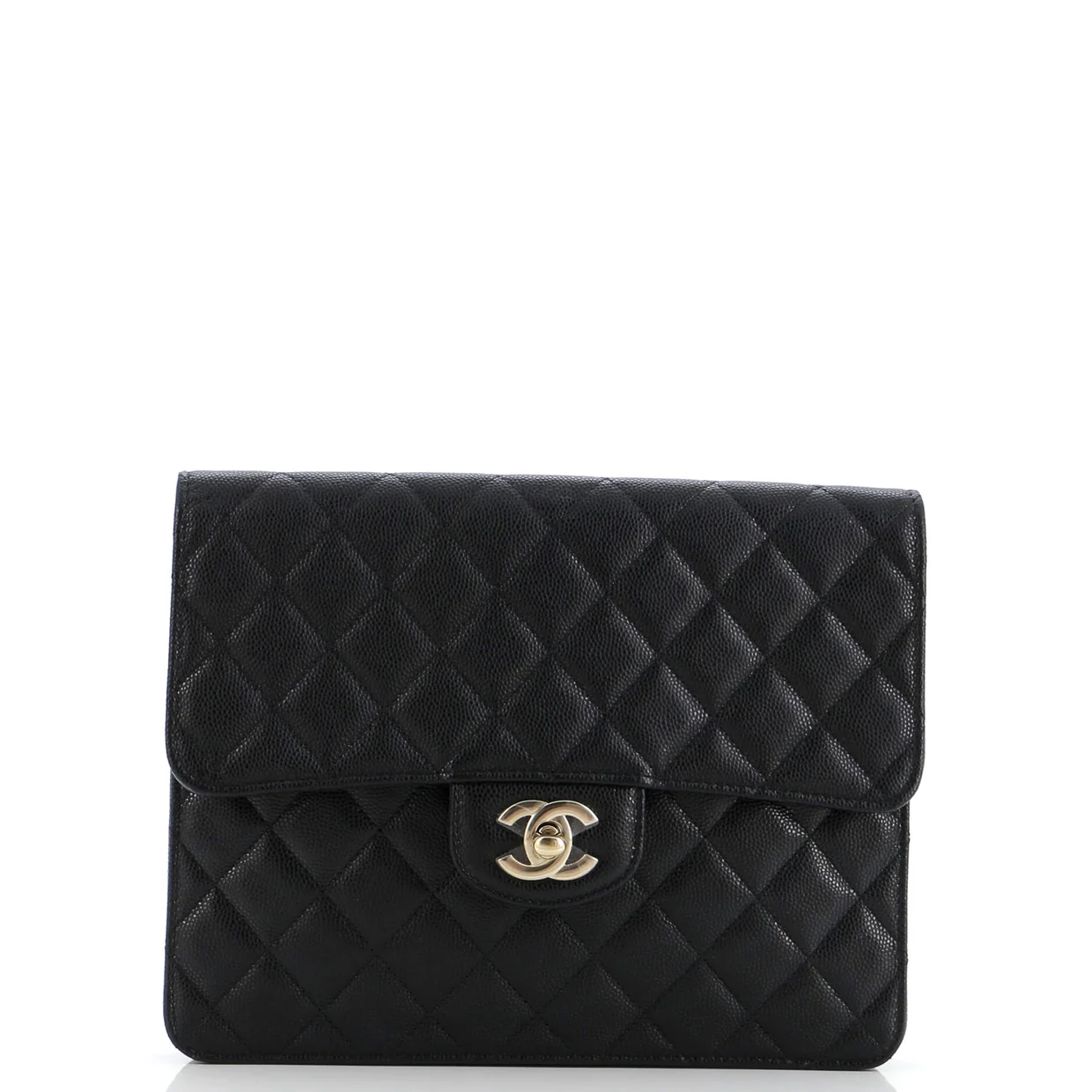 Square Classic Flap Clutch Quilted Caviar - Deep Luxury