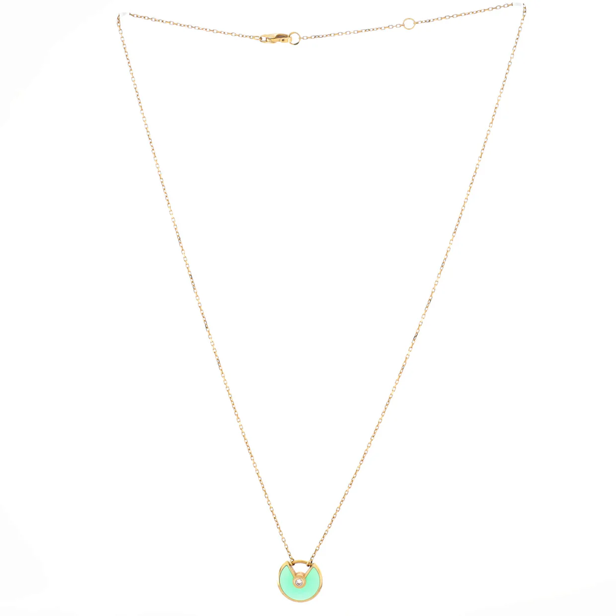 Amulette de Cartier Pendant Necklace 18K Yellow Gold with Chyrsoprase and Diamond XS - Deep Luxury