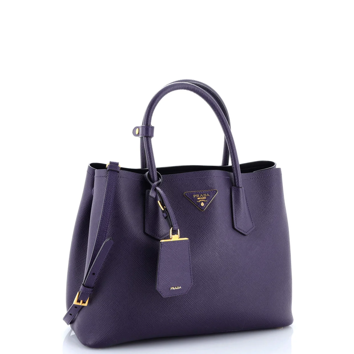 Cuir Double Tote Saffiano Leather Medium - Deep Luxury