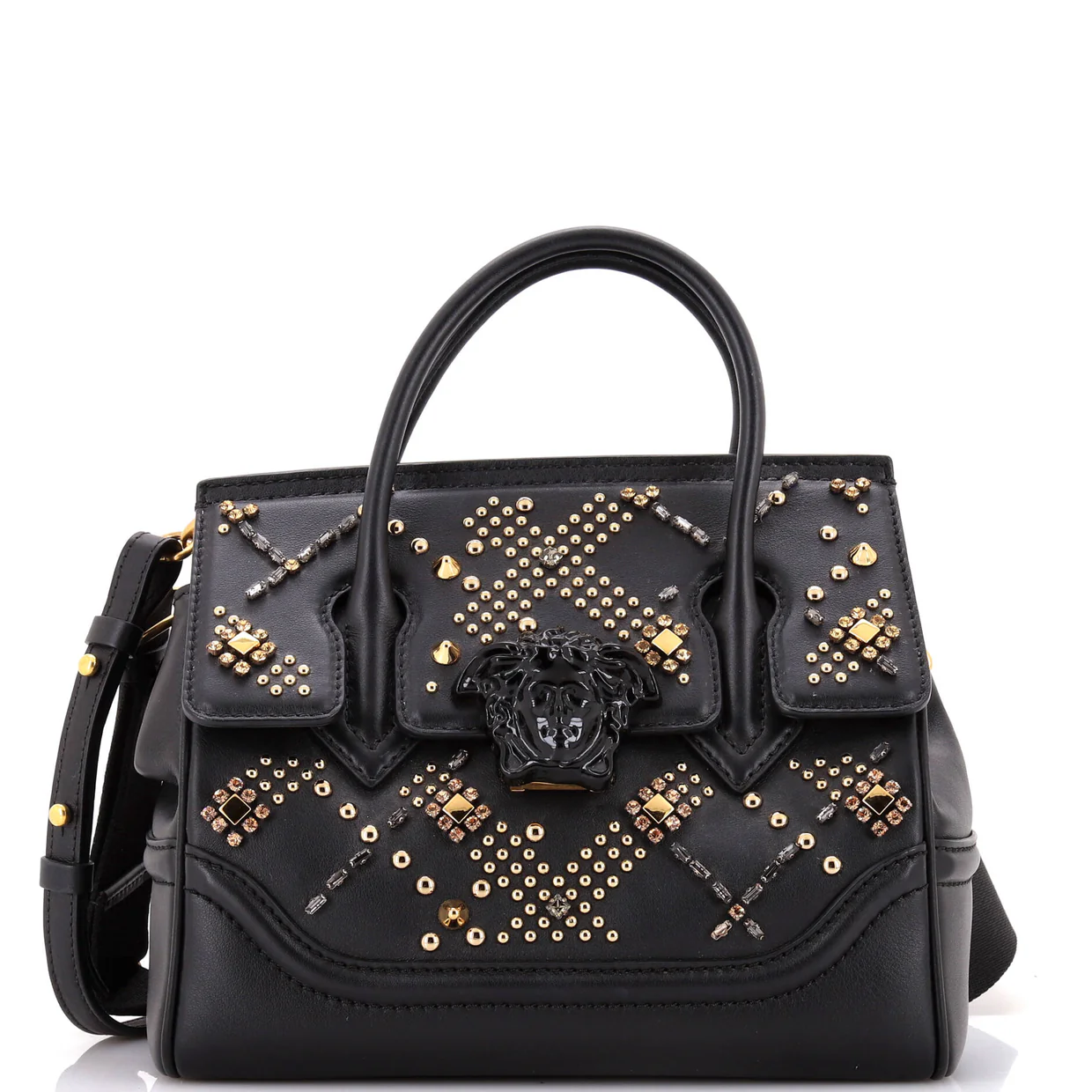 Palazzo Empire Bag Crystal Studded Leather Medium - Deep Luxury