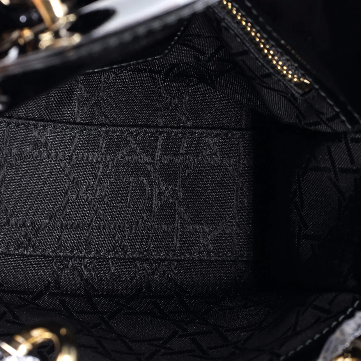 Lady Dior Chain Bag Cannage Quilt Patent Mini - Deep Luxury