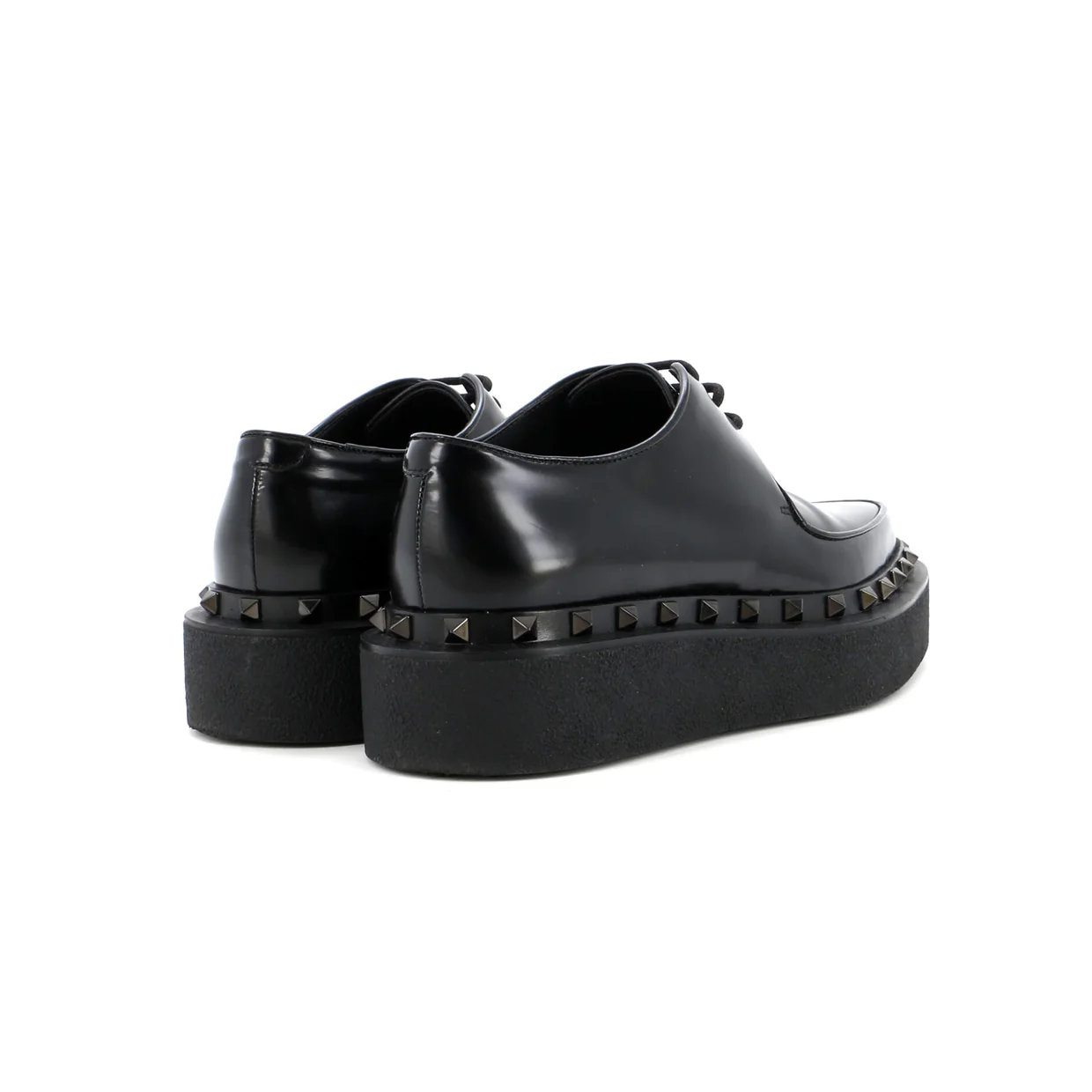 Women's Rockstud M-Way Platform Derby Shoes Leather - Deep Luxury