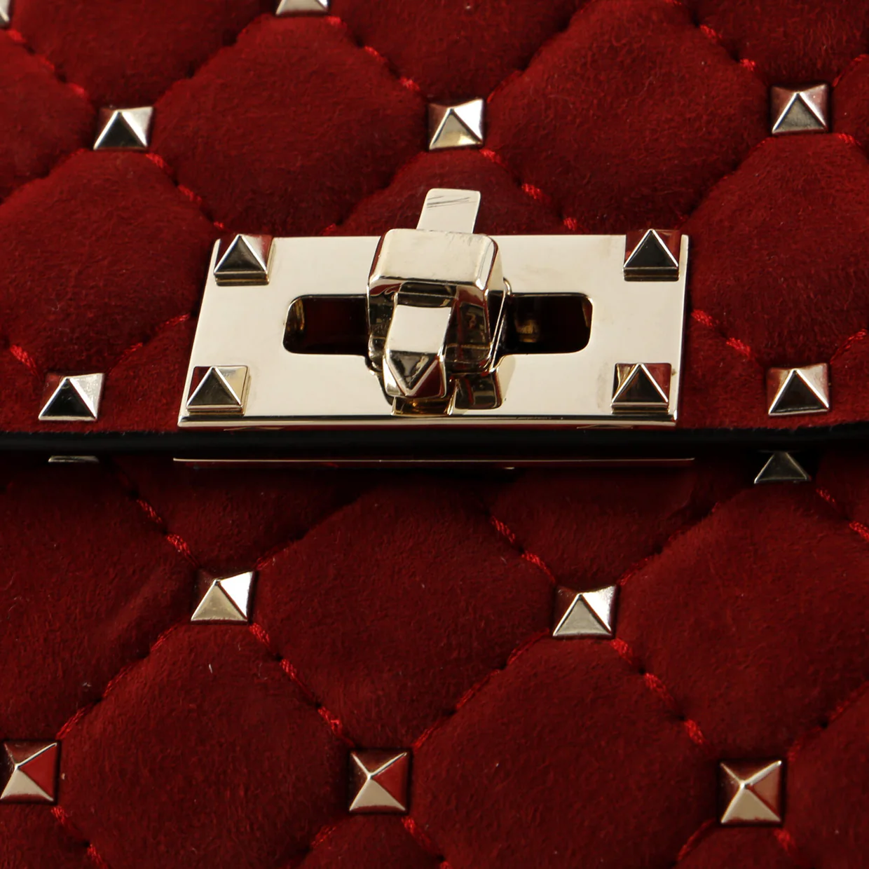 Rockstud Spike Flap Bag Quilted Suede Small - Deep Luxury