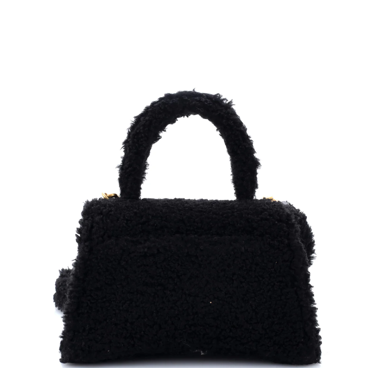 Fluffy Hourglass Top Handle Bag Faux Fur Small - Deep Luxury
