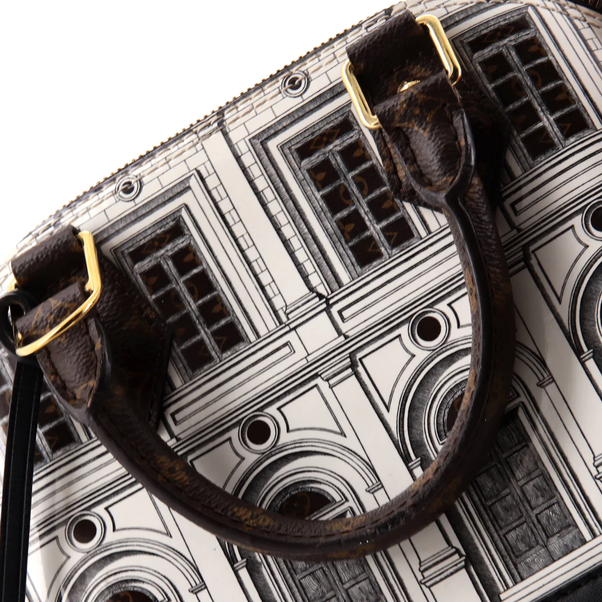 Alma Handbag Limited Edition Fornasetti Architettura Print Leather and Monogram Canvas BB - Deep Luxury