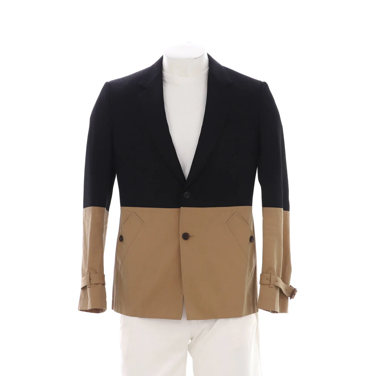 Men's Colorblock Button Up Blazer Cotton and Wool Blend - Deep Luxury