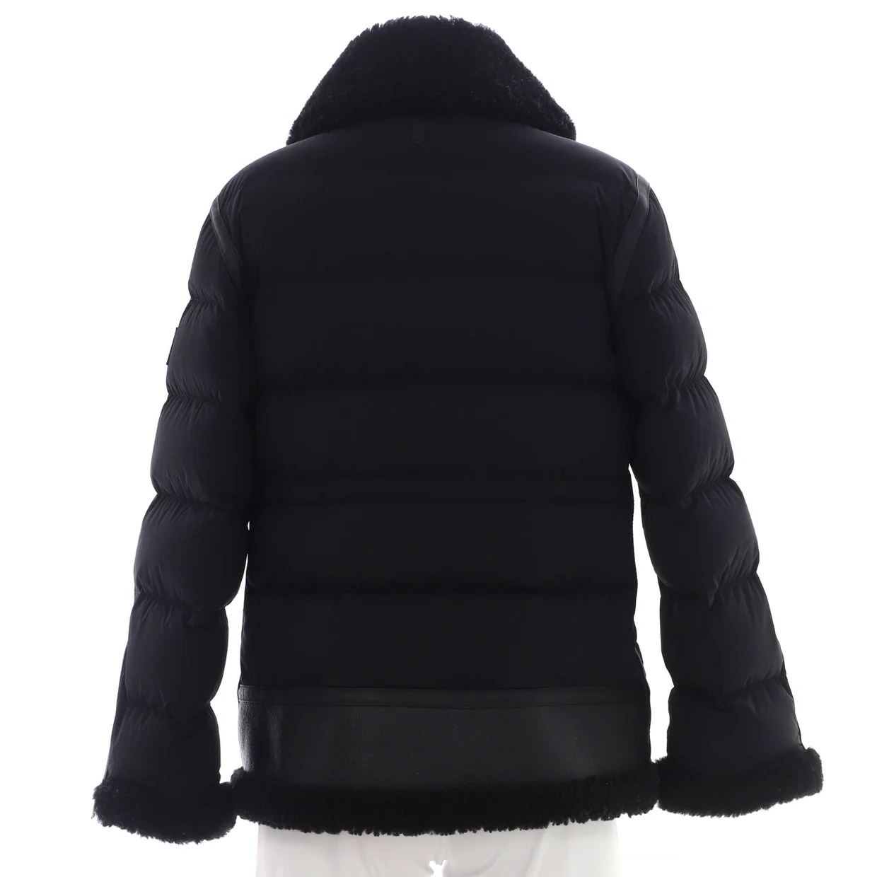Women's Vanna Puffer Jacket Quilted Nylon and Leather with Shearling and Down - Deep Luxury