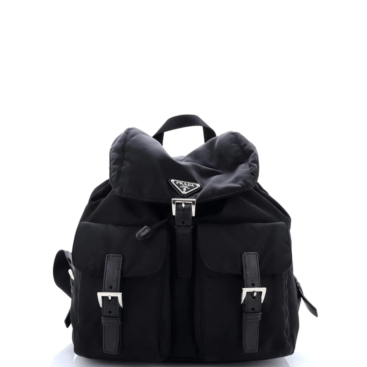 Vela Double Front Pocket Backpack Tessuto with Saffiano Leather Small - Deep Luxury