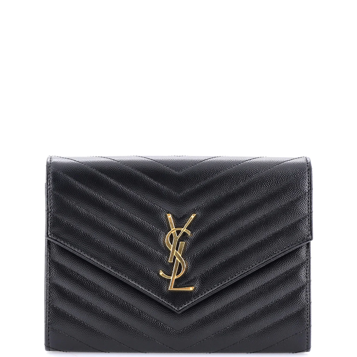 Classic Monogram Envelope Wristlet Clutch Matelasse Chevron Leather - Deep Luxury
