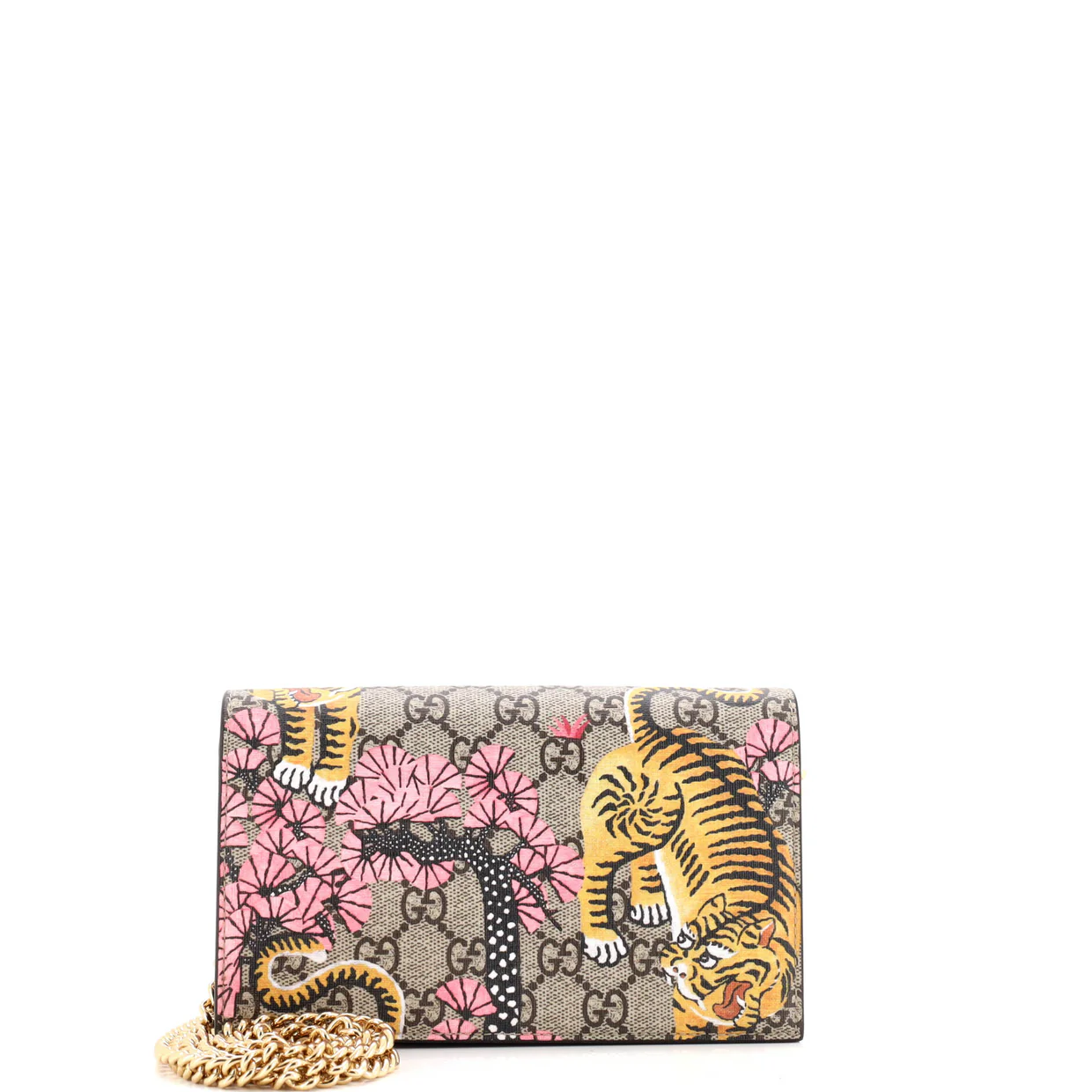 Chain Wallet Bengal Print GG Coated Canvas - Deep Luxury