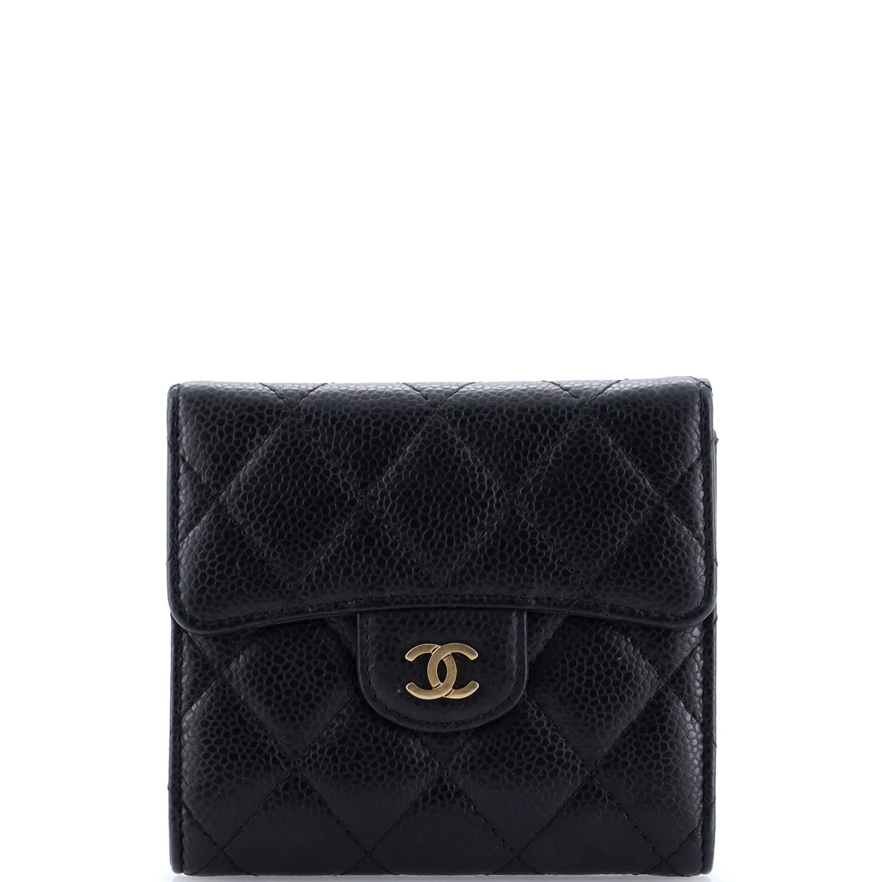 CC Compact Classic Flap Wallet Quilted Caviar - Deep Luxury
