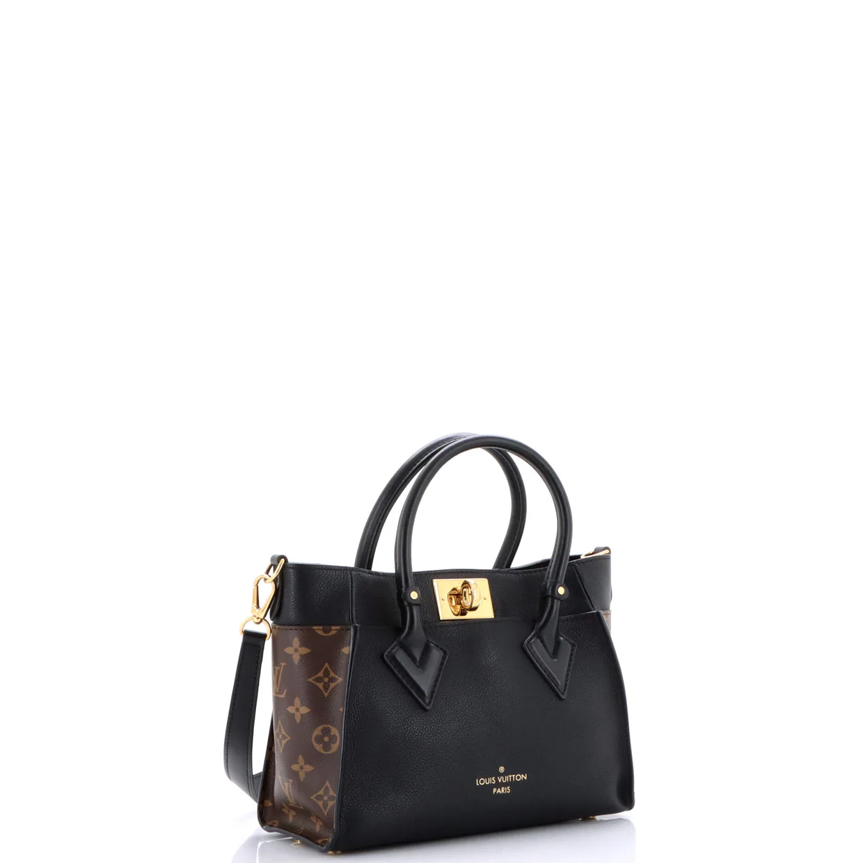 On My Side Tote Leather with Monogram Canvas PM - Deep Luxury