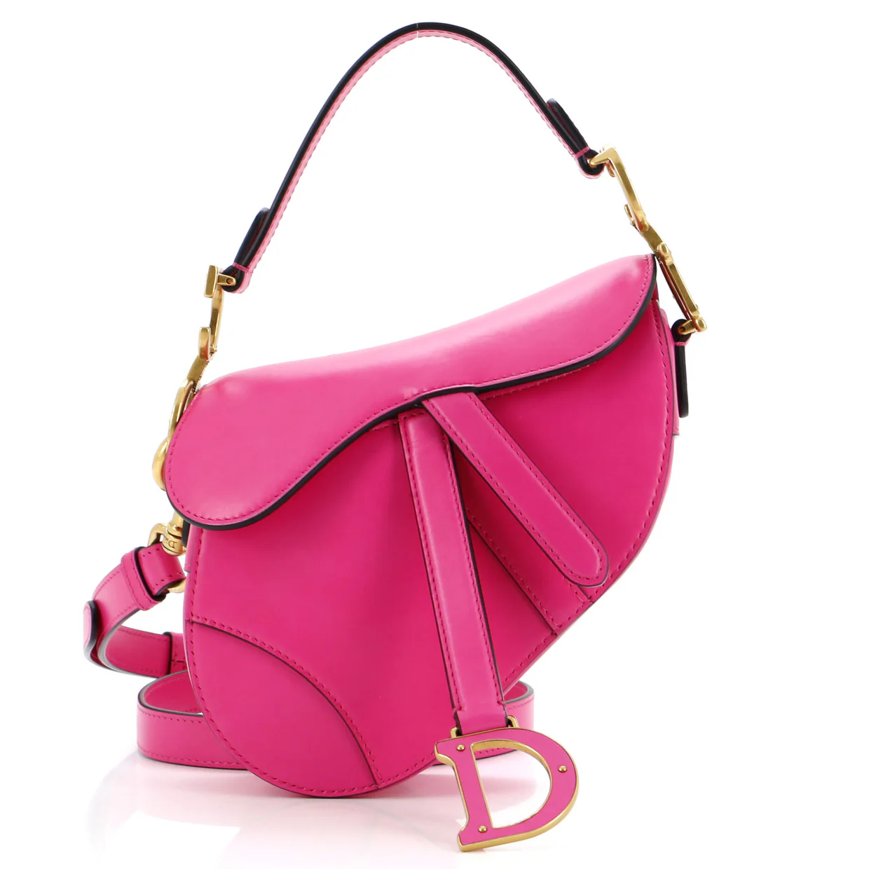 Saddle Handbag with Strap Leather Mini - Deep Luxury