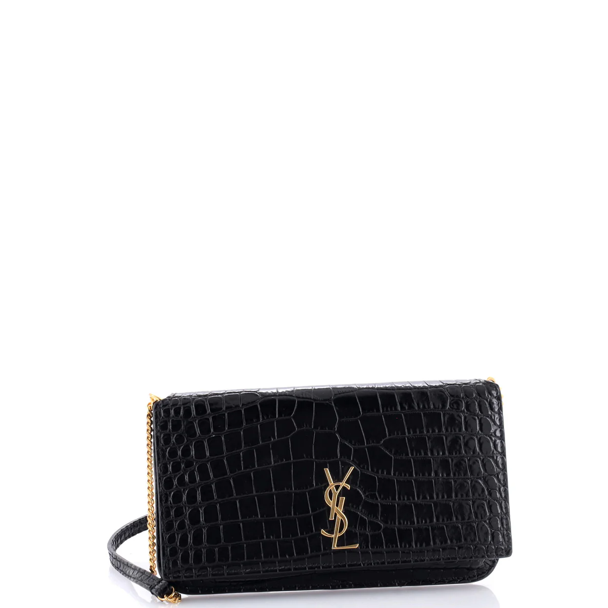 Classic Monogram Phone Holder Shoulder Bag Crocodile Embossed Leather - Deep Luxury