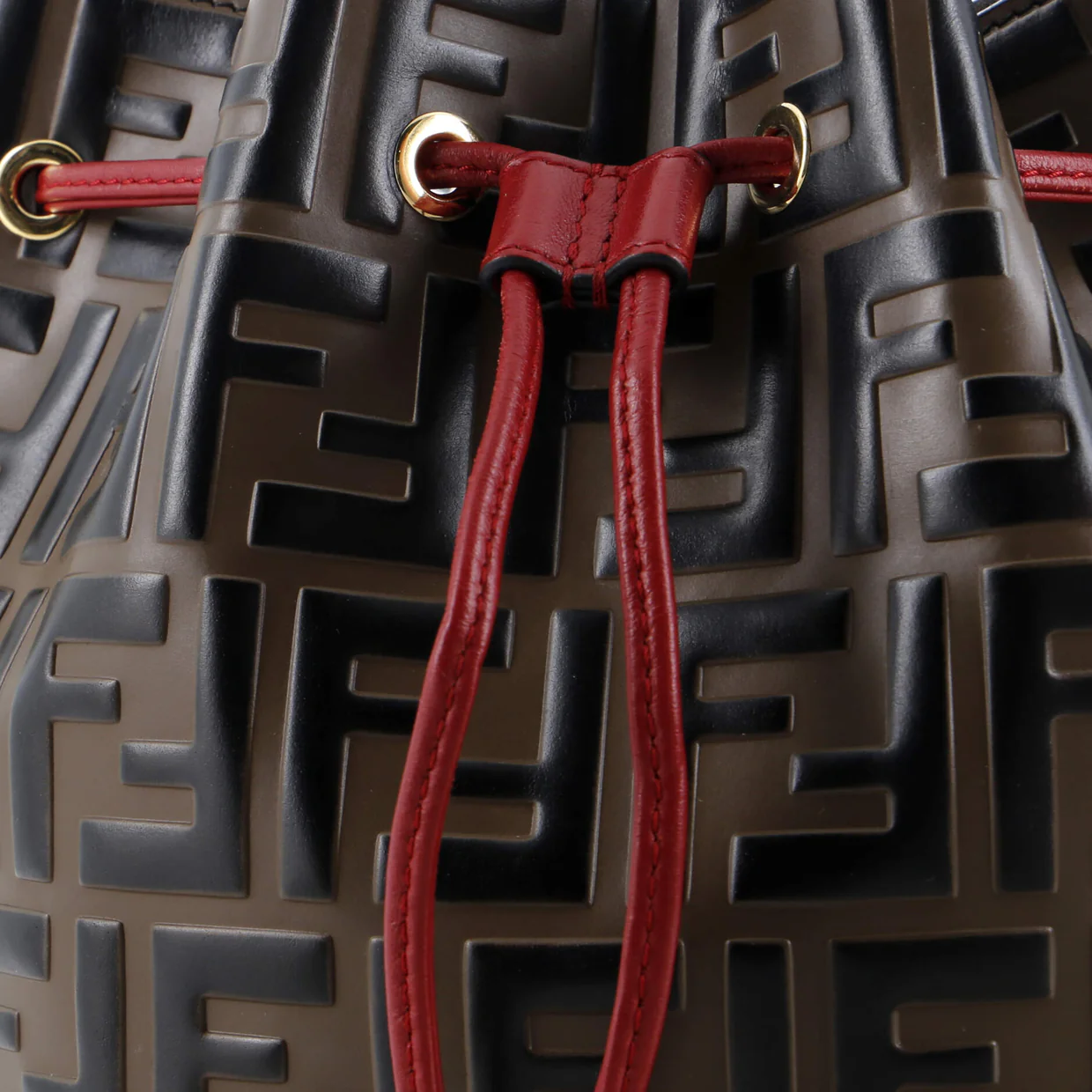 Mon Tresor Bucket Bag Zucca Embossed Leather Small - Deep Luxury