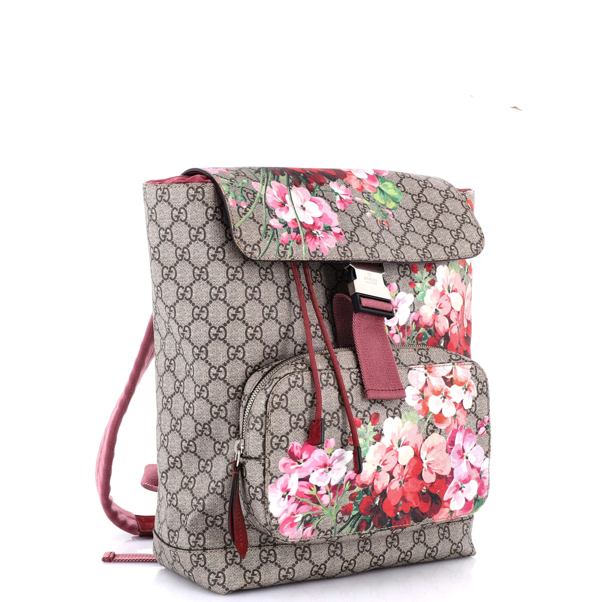 Buckle Backpack Blooms Print GG Coated Canvas Medium - Deep Luxury