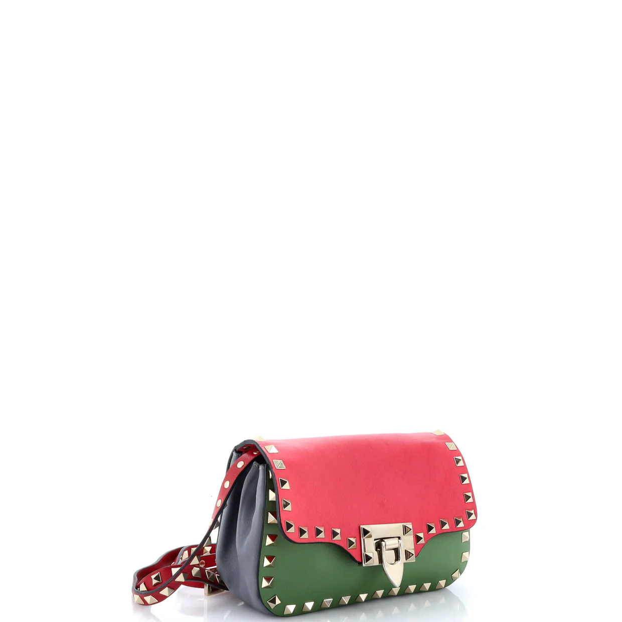 Rockstud Flip Lock Flap Bag Leather Mini - Deep Luxury