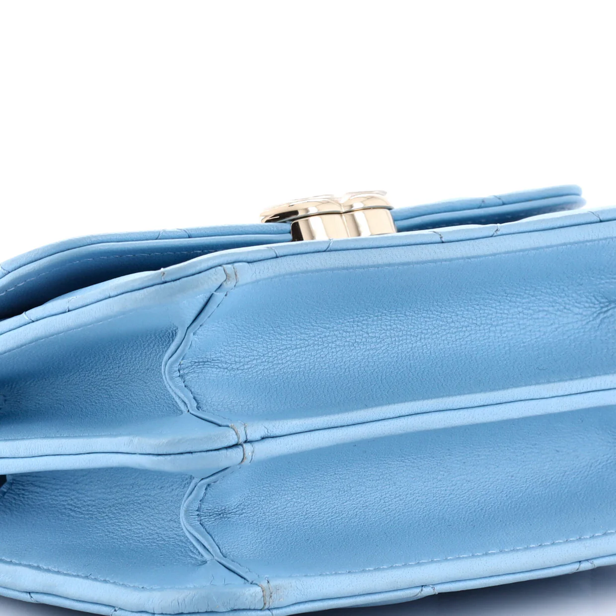 Coco Enamel Top Handle Flap Clutch with Chain Quilted Lambskin - Deep Luxury