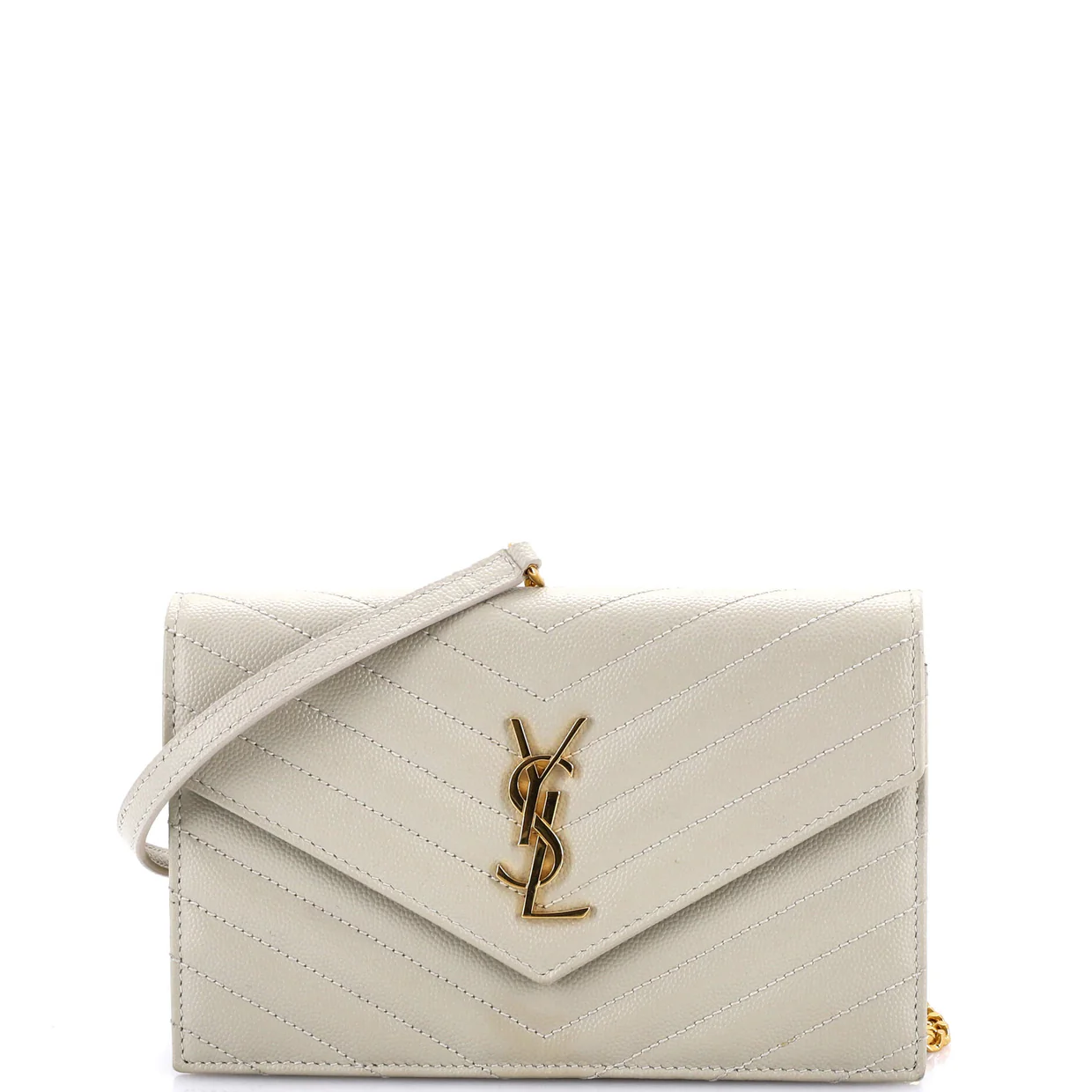 Classic Monogram Wallet on Chain Matelasse Chevron Leather Small - Deep Luxury