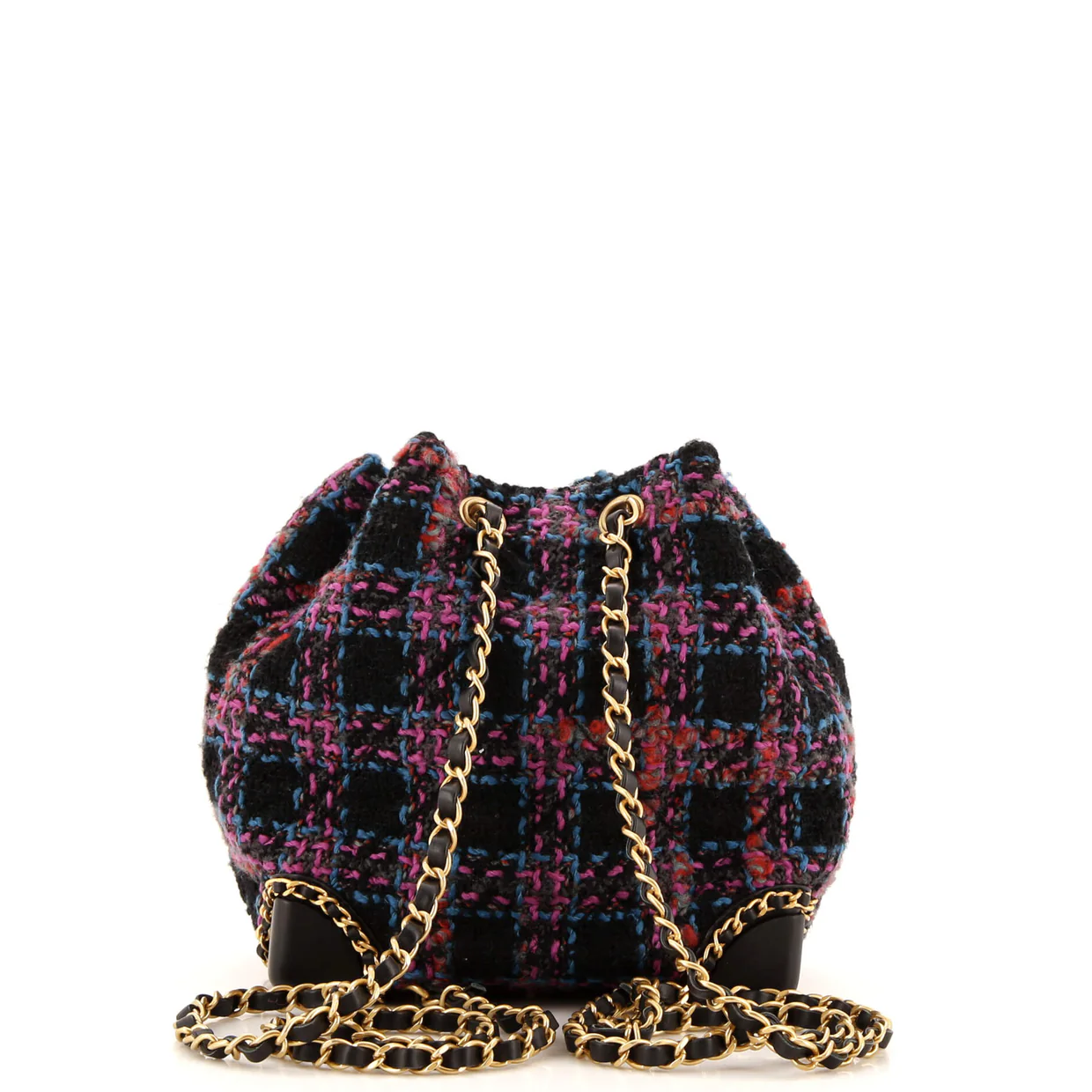 Chained Drawstring CC Bucket Backpack Quilted Tweed Small - Deep Luxury