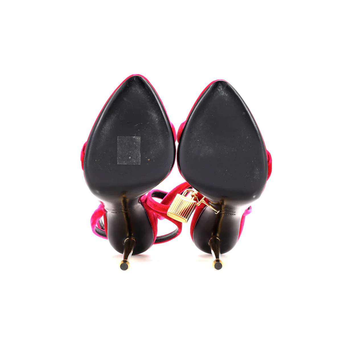 Women's Padlock Pointy Naked Heeled Sandals Velvet 105 - Deep Luxury