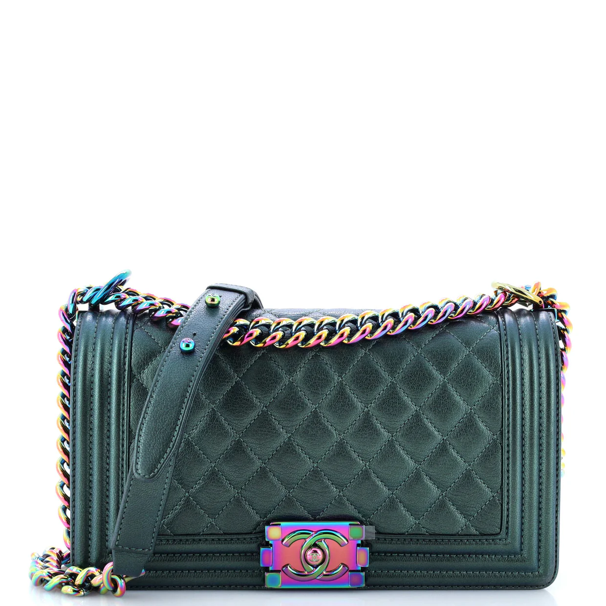 Boy Flap Bag Quilted Iridescent Goatskin Old Medium - Deep Luxury