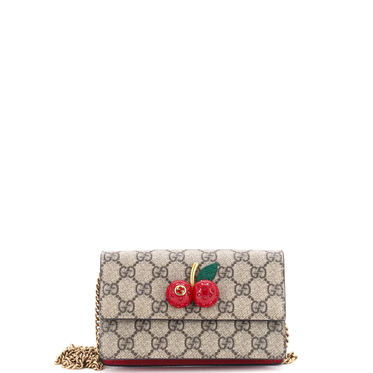 Cherries Wallet on Chain GG Coated Canvas Mini - Deep Luxury