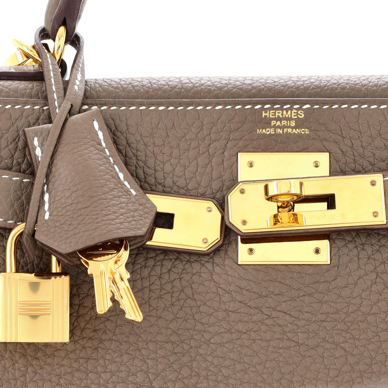 Kelly Handbag Grey Clemence with Gold Hardware 28 - Deep Luxury