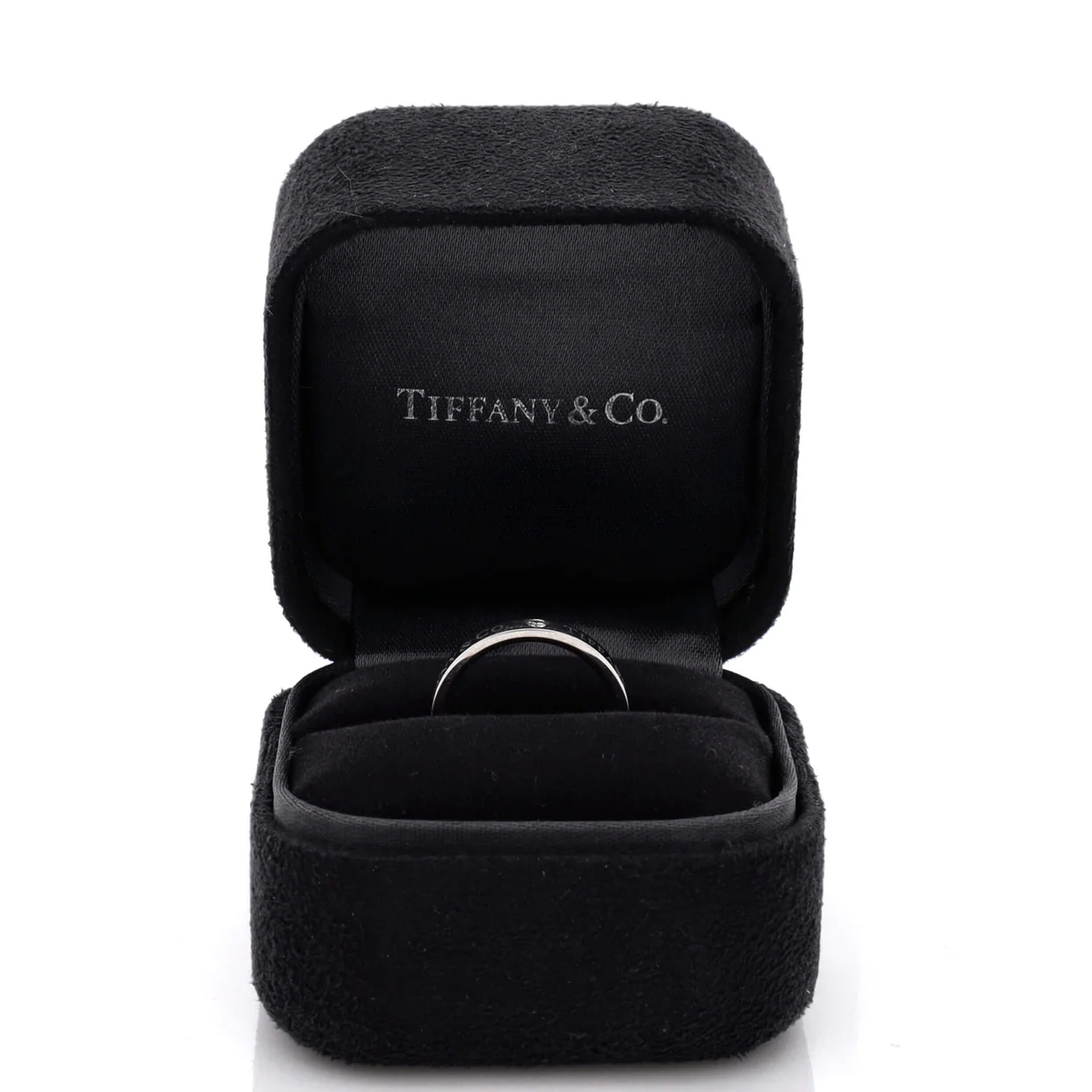 Logo Band Ring Platinum and Diamonds 4mm - Deep Luxury