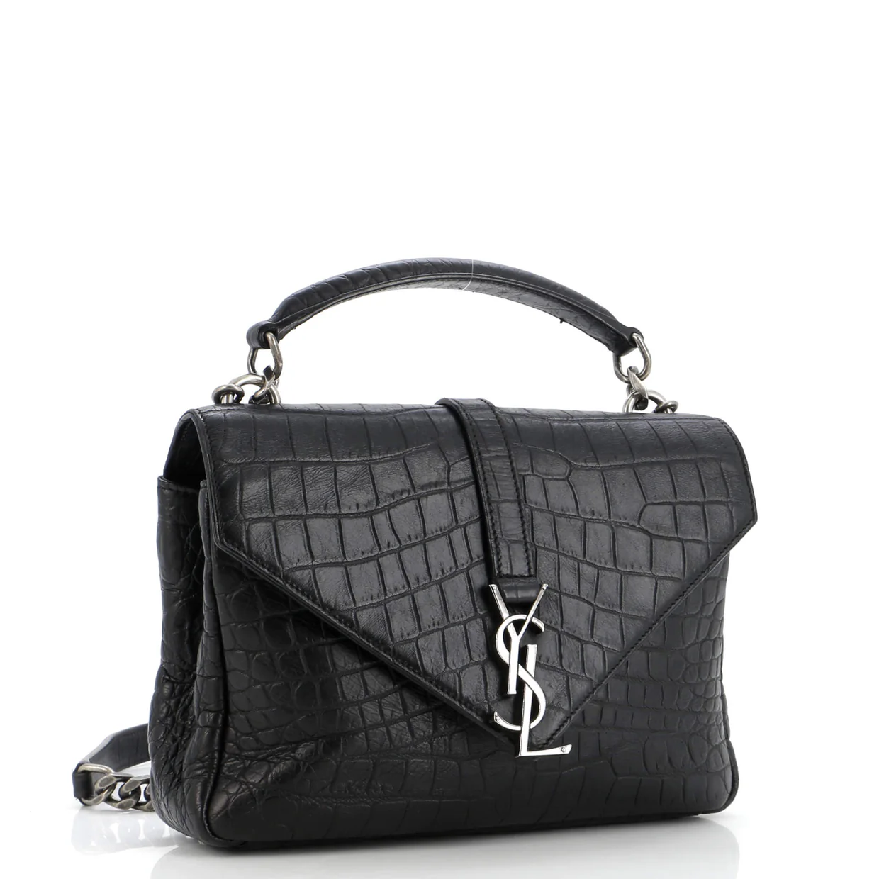 Classic Monogram College Bag Crocodile Embossed Leather Medium - Deep Luxury