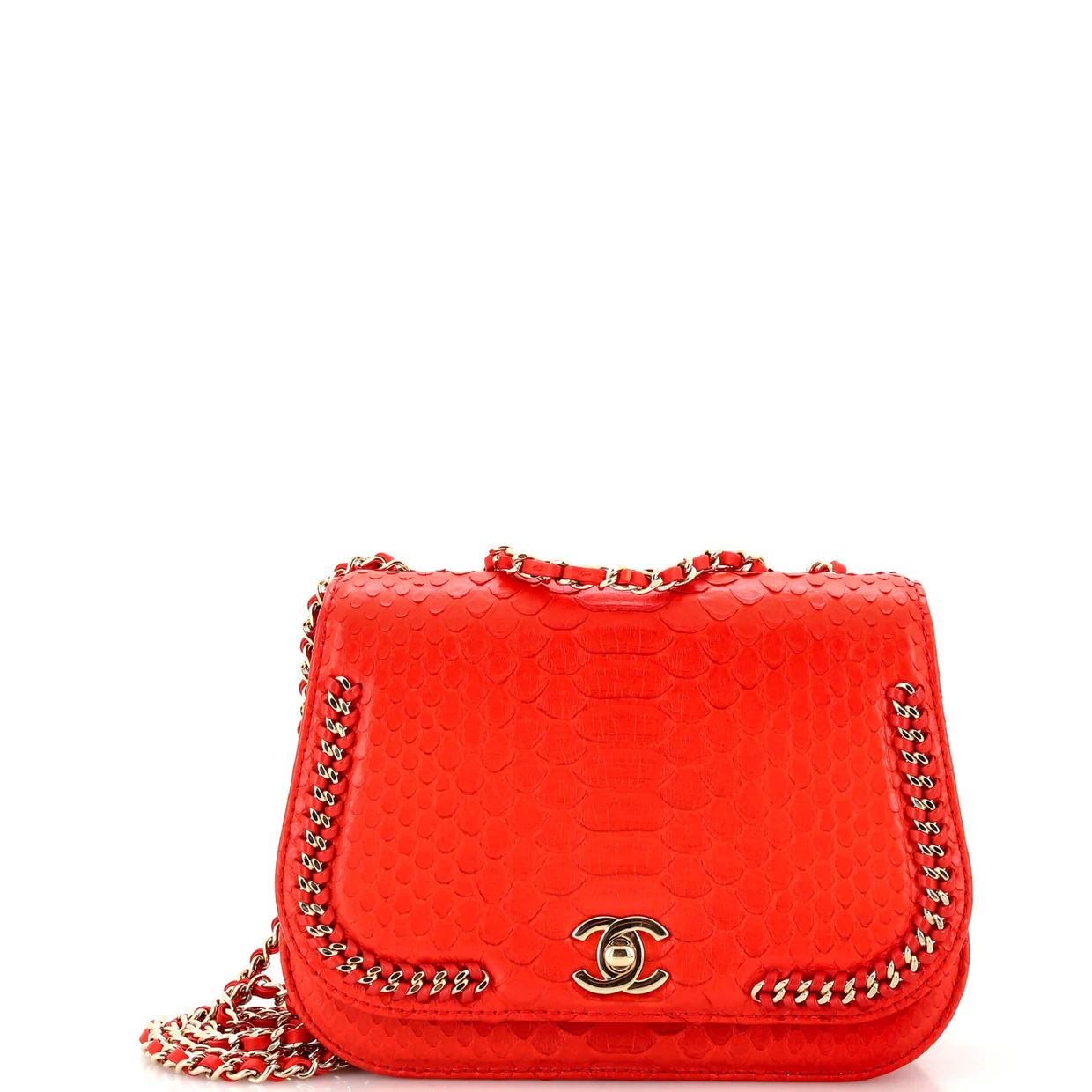 Braided Chic Flap Bag Python Small - Deep Luxury