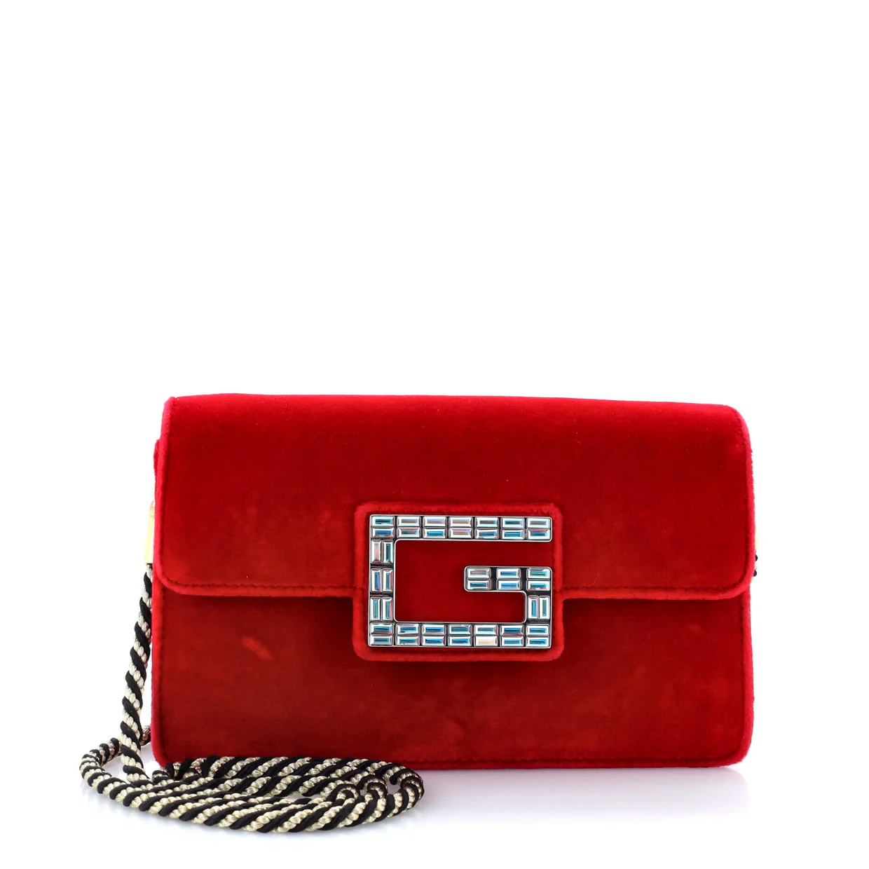 G Broadway Shoulder Bag Velvet with Crystals Small - Deep Luxury