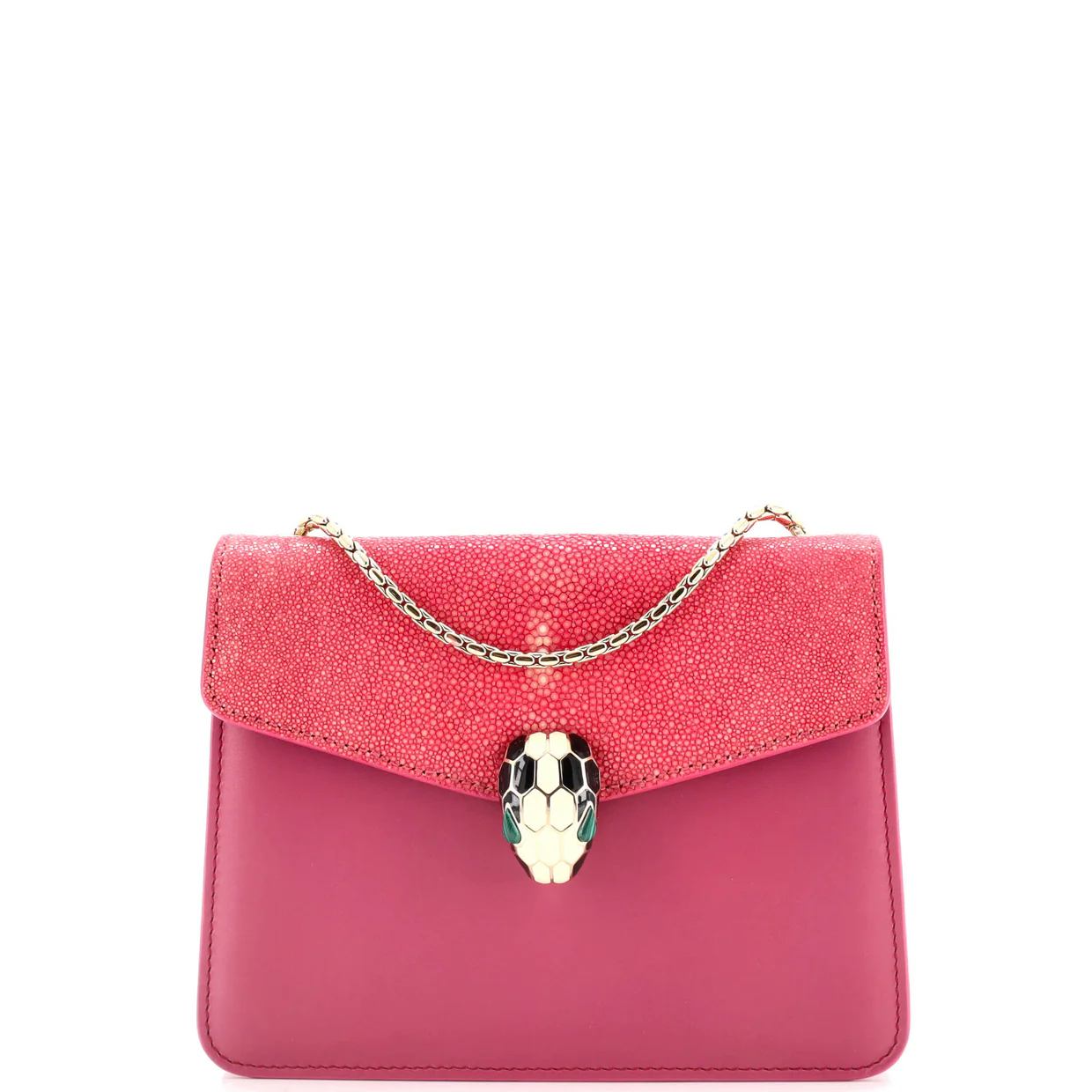 Serpenti Forever Square Shoulder Bag Leather and Stingray Small - Deep Luxury