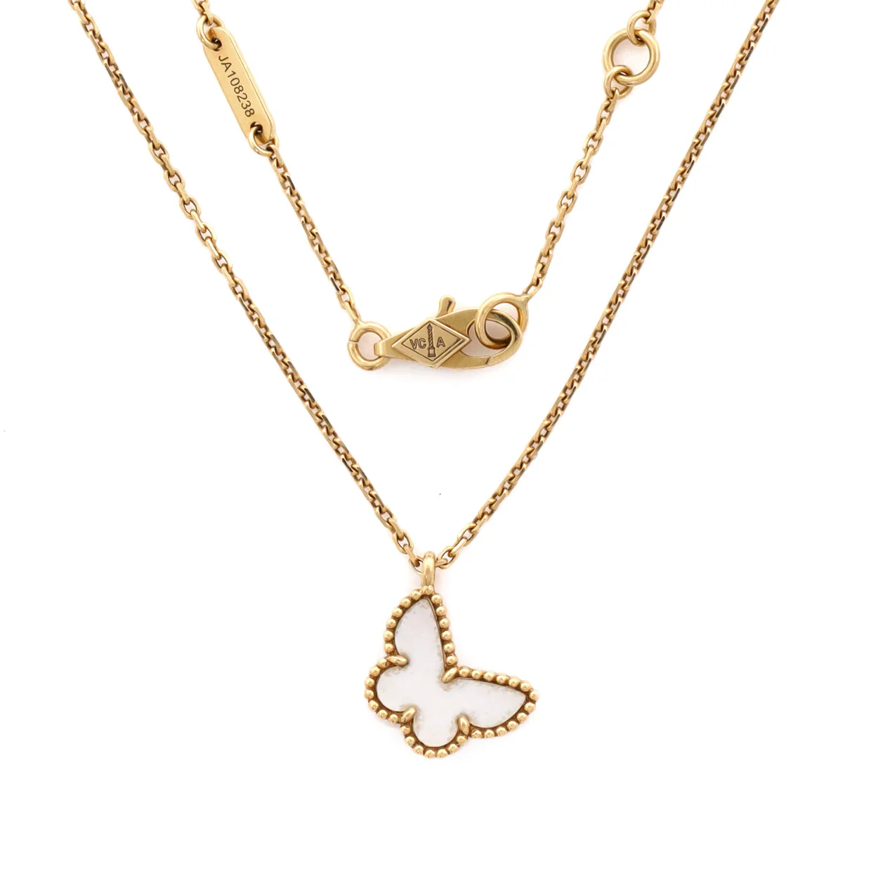 Sweet Alhambra Butterfly Pendant Necklace 18K Yellow Gold and Mother of Pearl - Deep Luxury