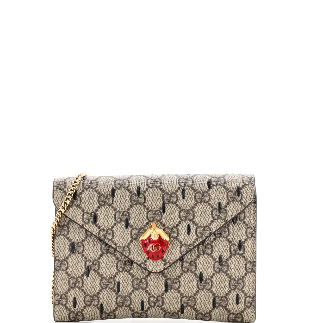 Strawberry Wallet on Chain Printed GG Coated Canvas Mini - Deep Luxury