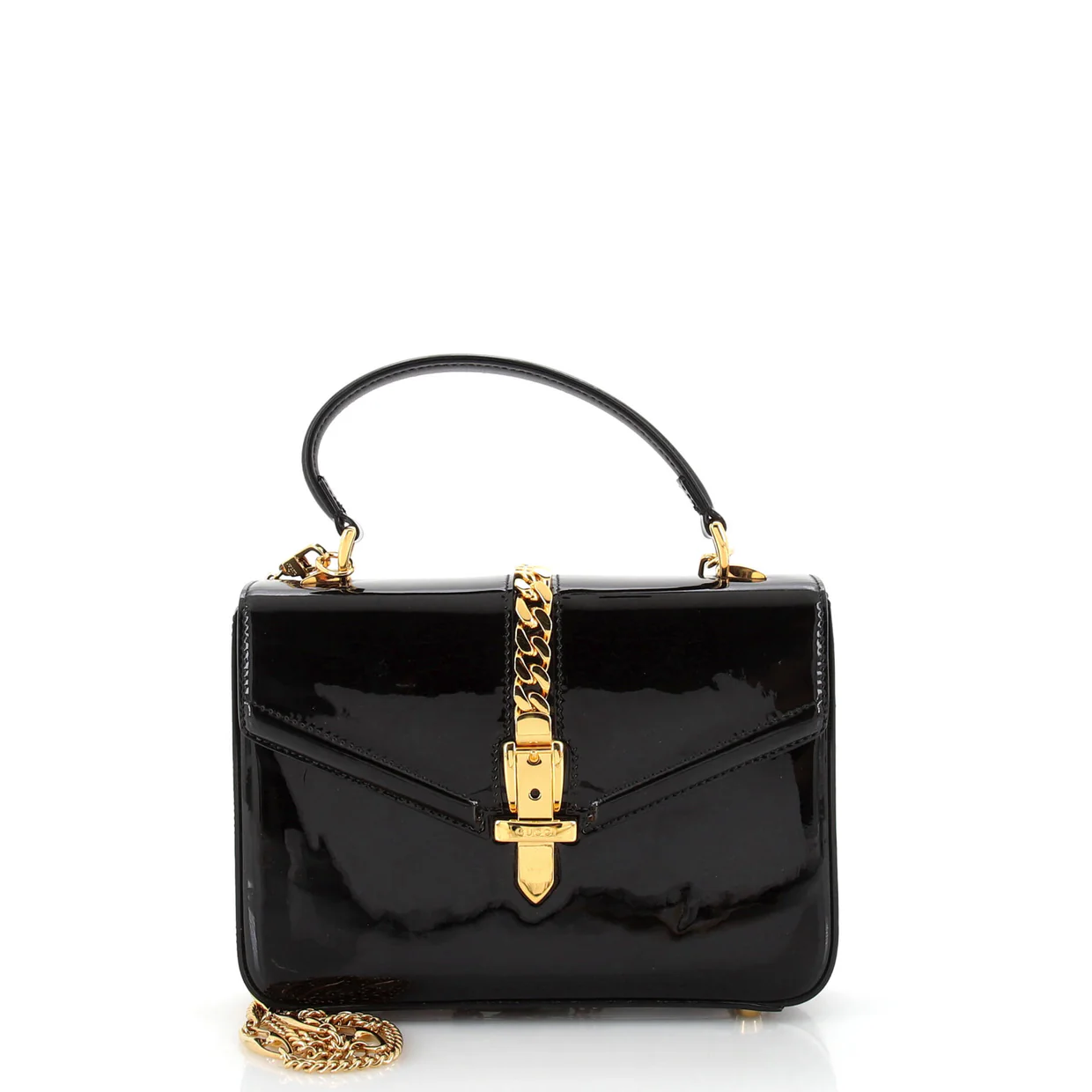 Sylvie 1969 Top Handle Bag Patent Mini - Deep Luxury