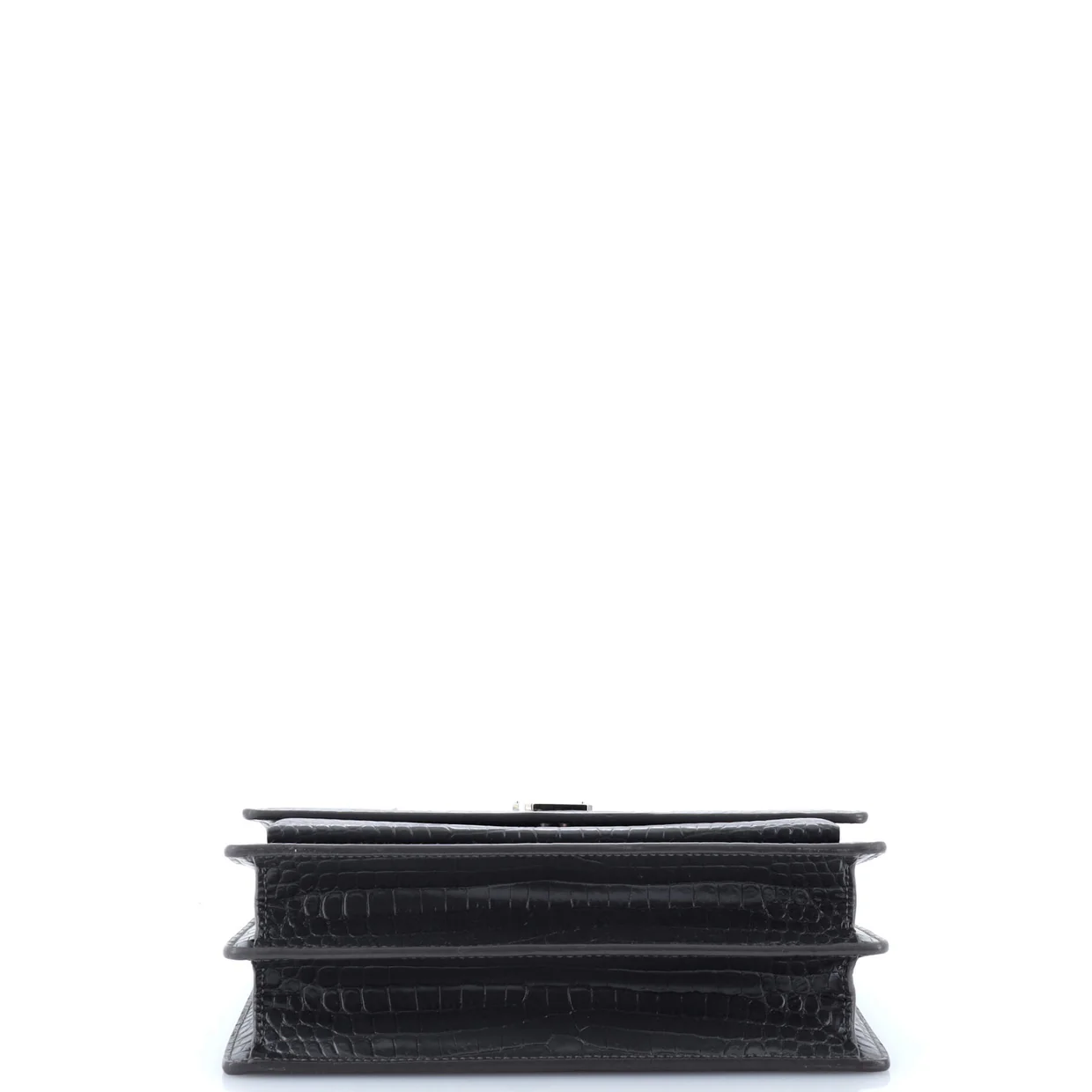 Sunset Crossbody Bag Crocodile Embossed Leather Medium - Deep Luxury