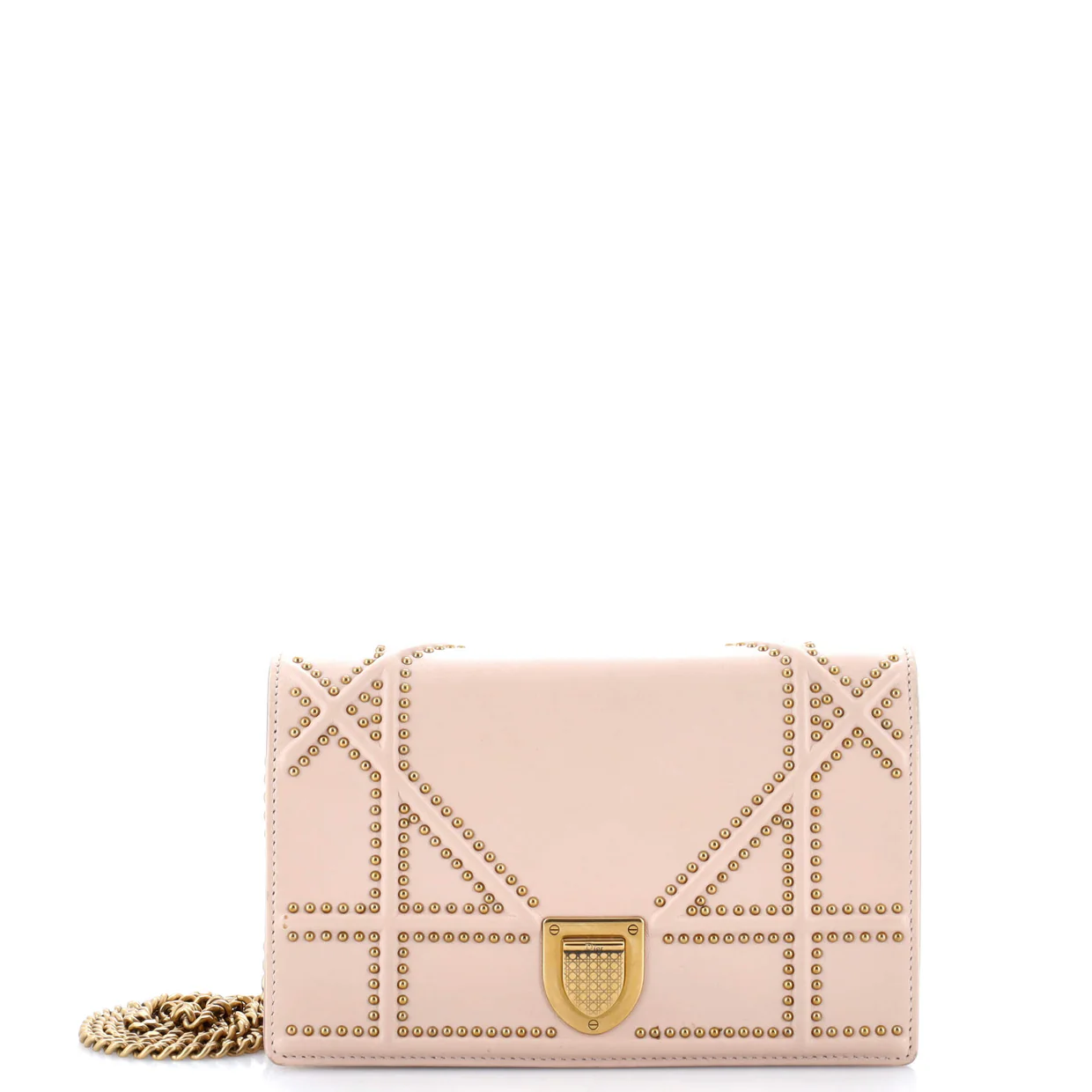 Diorama Wallet on Chain Studded Leather - Deep Luxury