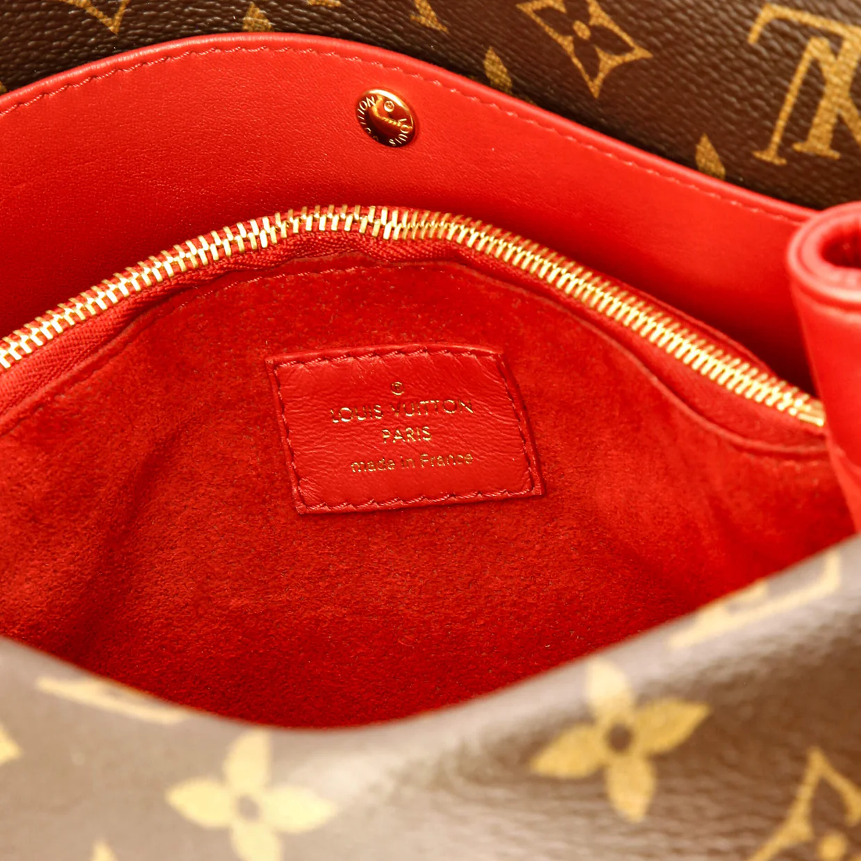 Double V Handbag Calfskin with Monogram Canvas - Deep Luxury