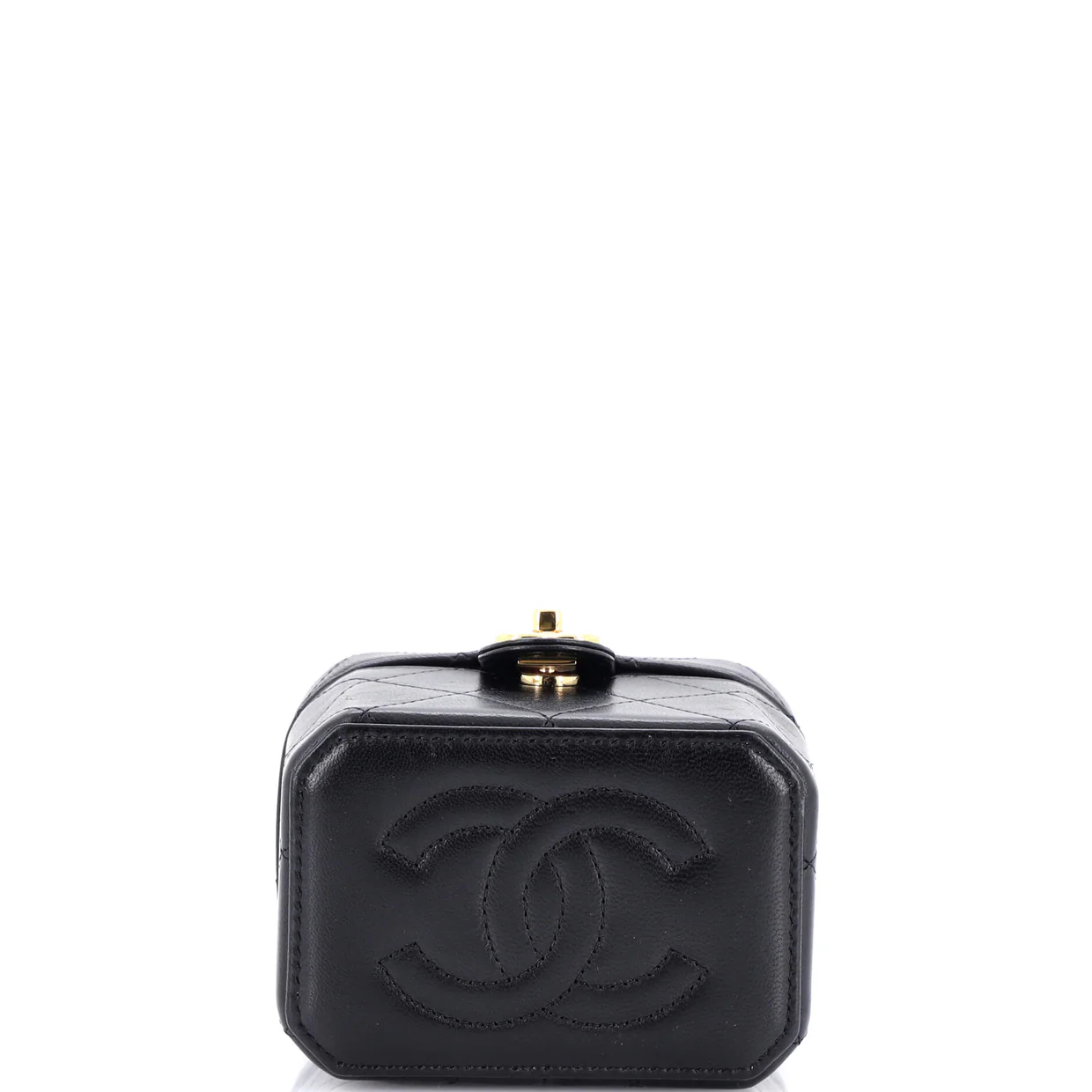 CC Turnlock Box Vanity Case with Chain Quilted Lambskin Mini - Deep Luxury